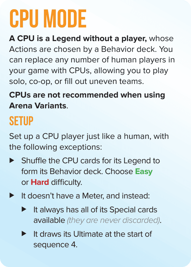 Solo rules card 1